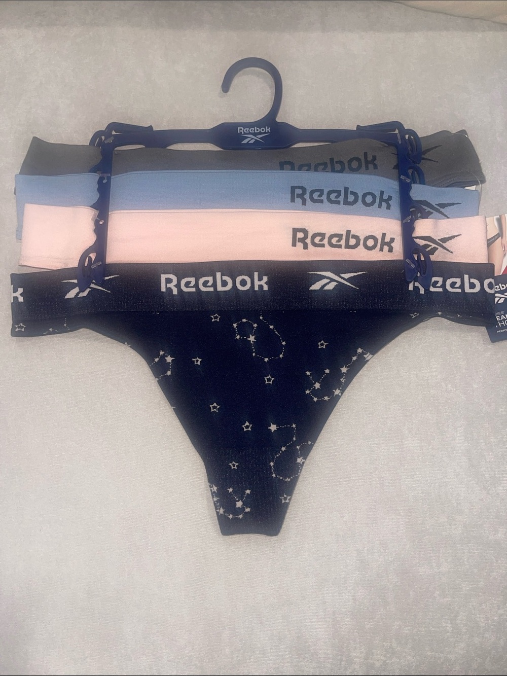 ❤️NEW!!!❤️ Reebok Women's 4-Pack Thongs — Blue, Pink, Gray, Black